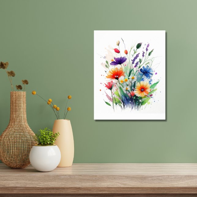 Orange Lila Röd Blå Akvarell Blommor Poster (Skapare uppladdad)