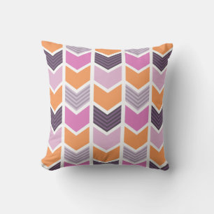Orange Lila Rosa Geometric Chevron Mönster Kudde