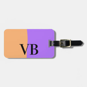 Orange lila solid add namn brev monogram text bagagebricka