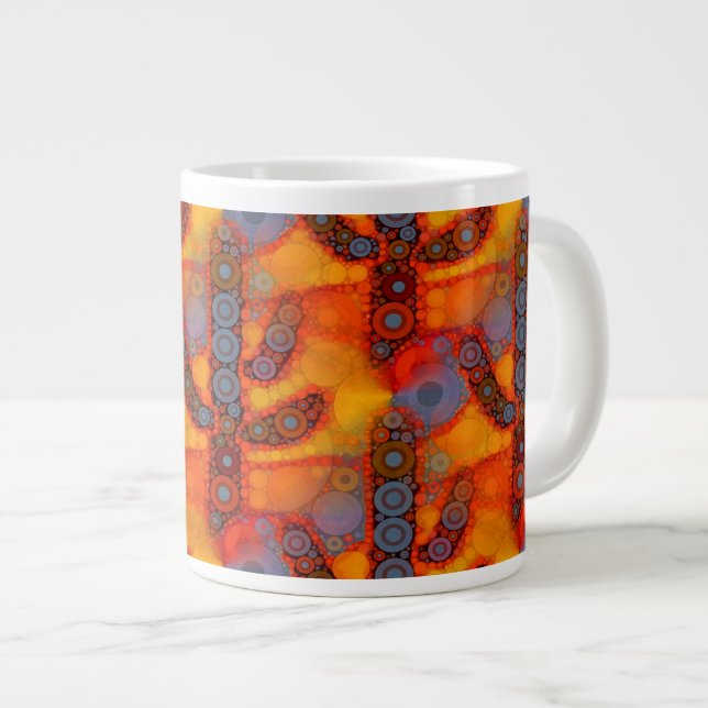 Orange Lila Southwest Saguaro Cactus Mosaic Jumbo Mugg (Framsida höger)