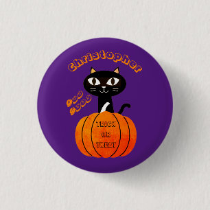 Orange Lila Spooky Cat Pumpkin Party Halloween Knapp
