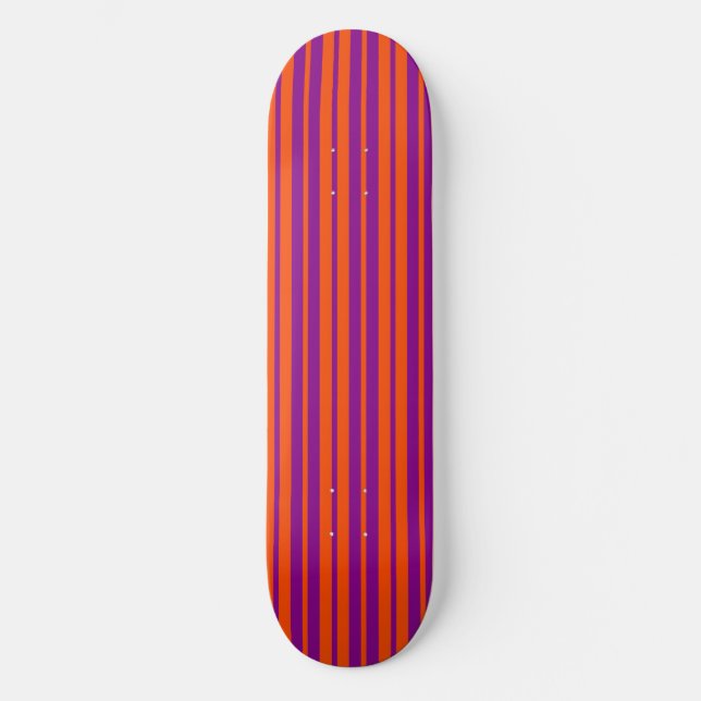 Orange Lila Stilig Randigt Mönsterdesign  Mini Skateboard Bräda 18,5 Cm (Framsida)