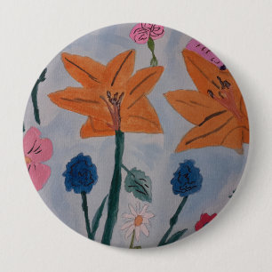 Orange Lilies Badge Knapp