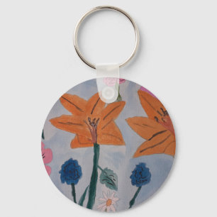 Orange Lilies Badge Nyckelring