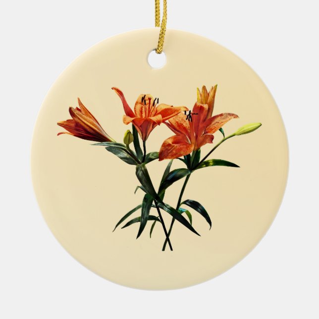 Orange Lilies-gruppen Julgransprydnad Keramik (Framsidan)