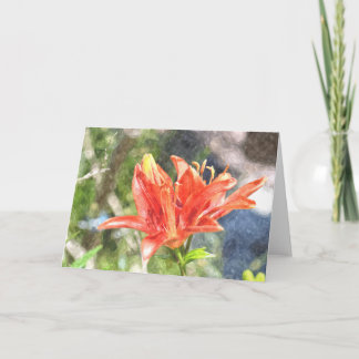Orange lilja Notecard för vattenfärg Tack Kort