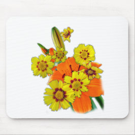 orange lilja och tusenskönor blommor musmatta