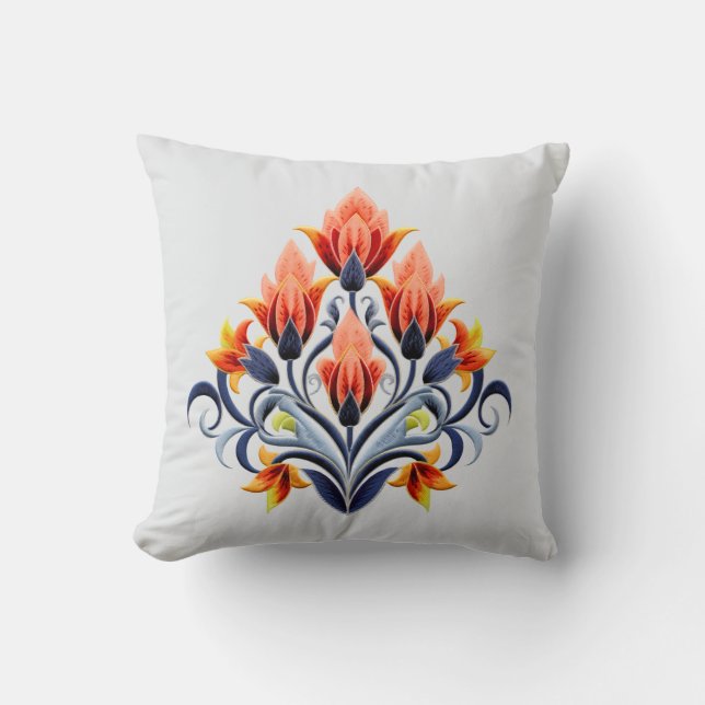 Orange liljor Damask-mönster Kastkudde  Kudde (Framsida)