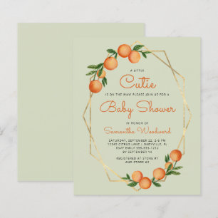 Orange lilla sötnos grön baby shower inbjudan