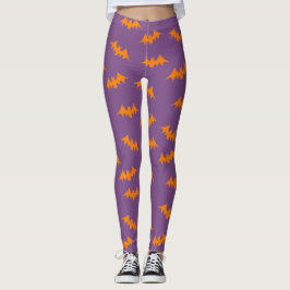 Orange/lilor fladdermösskonfettidamasker leggings