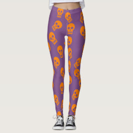 Orange/lilor skallekonfettidamasker leggings