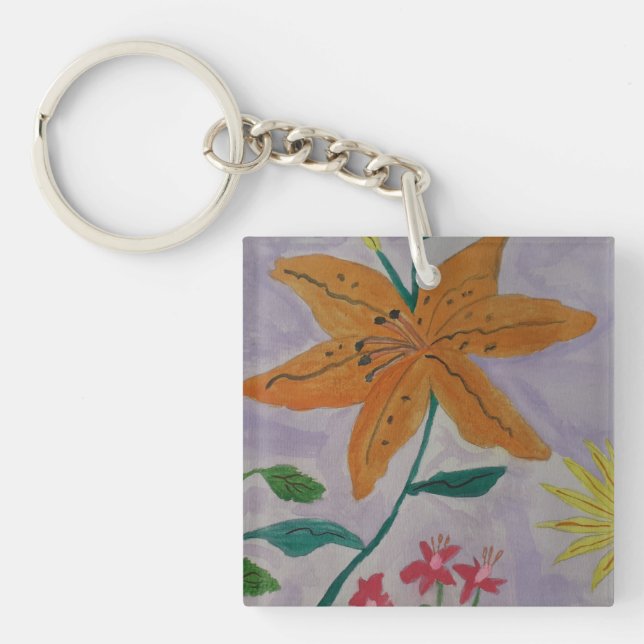 Orange Lily Acrylic Nyckelring (Framsidan)
