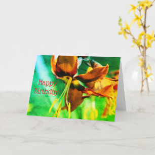 Orange Lily Blommigt Art Anpassat födelsedagskort Kort