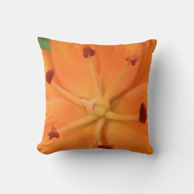 Orange Lily Blommigt Pillow Kudde (Framsida)