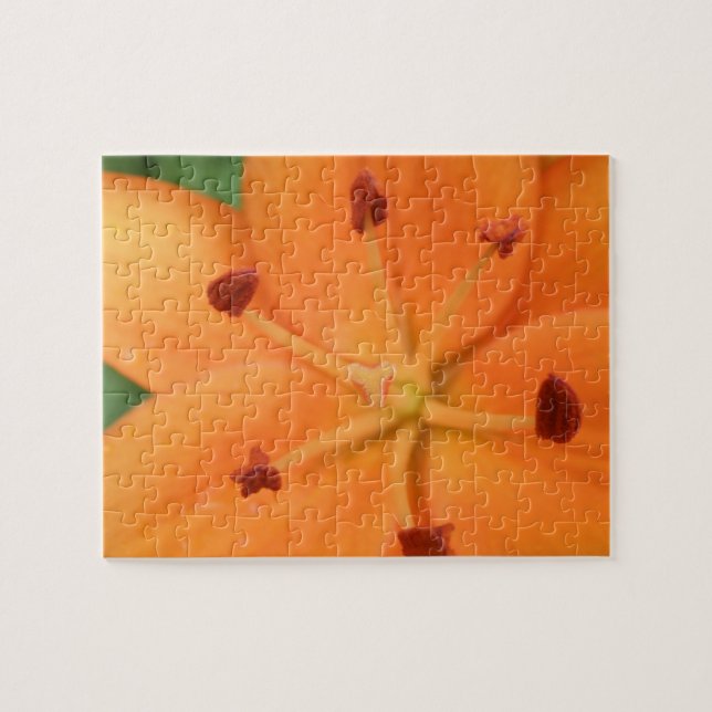 Orange Lily Blommigt Puzzle Pussel (Horisontell)