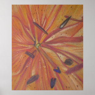 orange Lily blomstrar modern abstrakt art Poster