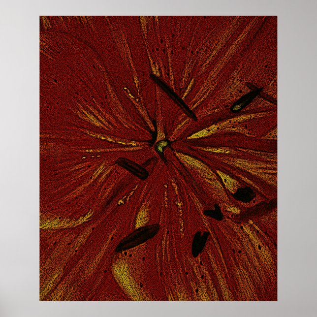 orange Lily blomstrar modern abstrakt art Poster (Framsidan)