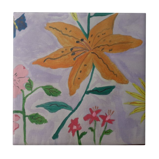 Orange Lily Ceramic Tile Kakelplatta (Framsidan)