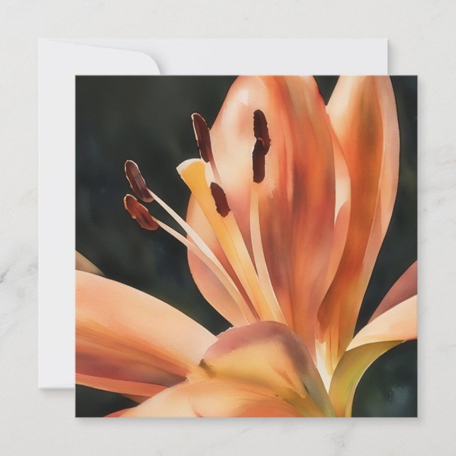 Orange Lily Flower Art-platta anteckningskort (Framsida)