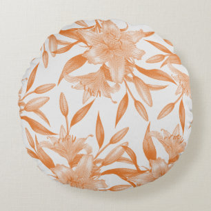 Orange Lily Flower Betydelse Round Pillow Rund Kudde