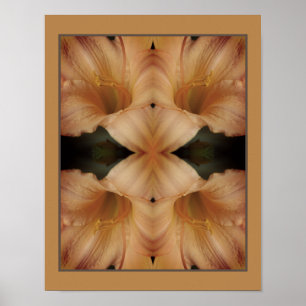 Orange Lily Flower Close Up Spegel Abstrakt Poster
