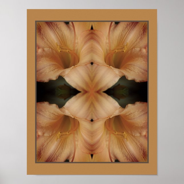 Orange Lily Flower Close Up Spegel Abstrakt Poster (Framsidan)