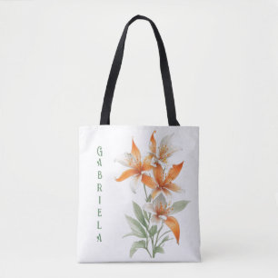 Orange Lily Flowers Personlig Tygkasse