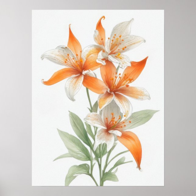 Orange Lily Flowers Poster (Framsidan)