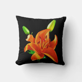 Orange Lily on Black Kudde