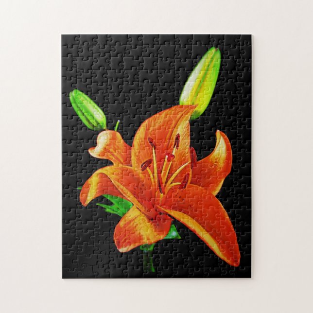 Orange Lily on Black Pussel (Vertikal)