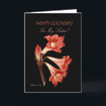 Orange Lily Sister Birthday Kort<br><div class="desc">Du har kom över de vackraste blomkrämkorna på Zazzle. En slående bild av en färglös blomma på en svart bakgrund, med hälsning som är lämpligt för ett tillfälle. Det är inte bara framsidan som är vacker, baksidan har också en bild av framblomman. När mottagaren är avslutat är ram denna skönhet...</div>