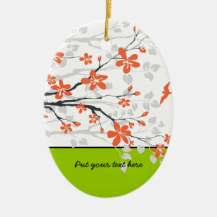 Orange lime green magnolia-blommor ornament