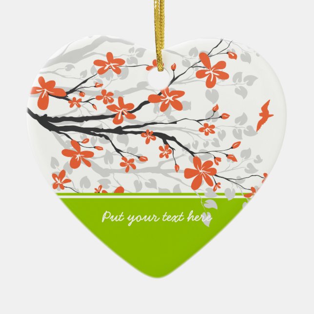 Orange lime green magnolia-blommor ornament (Framsidan)