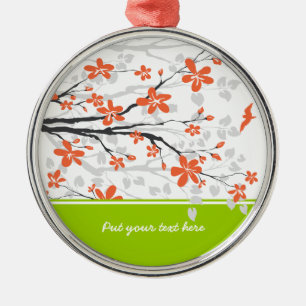Orange lime green magnolia-blommor ornament