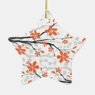 Orange lime green magnolia-blommor ornament