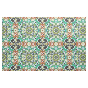 Orange Lime Green Turcos Bali Batik Mönster Tyg