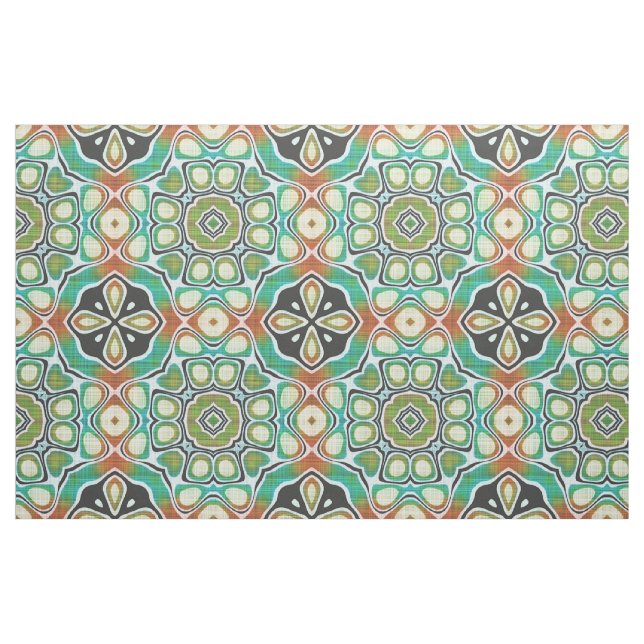 Orange Lime Green Turcos Bali Batik Mönster Tyg (Fat Quarter)