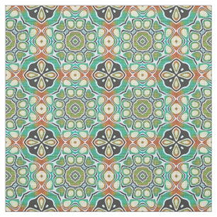 Orange Lime Green Turcos Bali Batik Mönster Tyg