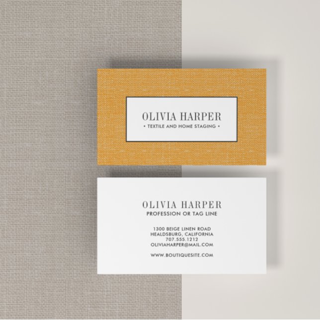 Orange | Linen-Professionell för vanlig Elegant Visitkort (Skapare uppladdad)