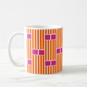 Orange linjer och rosa lådor Kaffe kopp