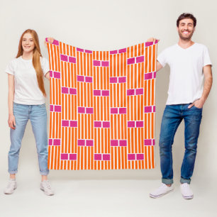 Orange Linjer och Rosor Fleecefilt