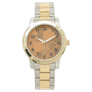 Orange Linjerade cirklar Armbandsur