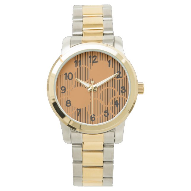 Orange Linjerade cirklar Armbandsur (Framsida)