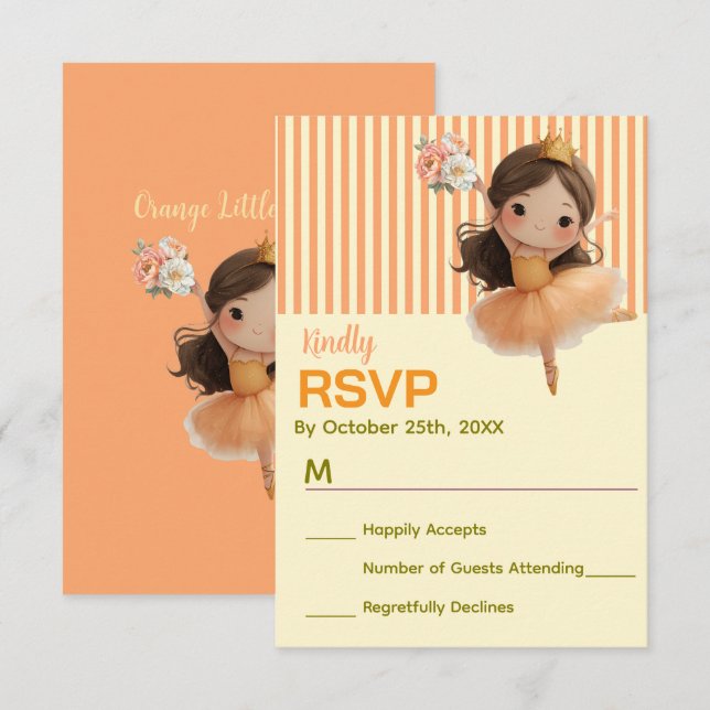 Orange Liten Prinsessa Bal  OSA Kort (Fram/baksida)