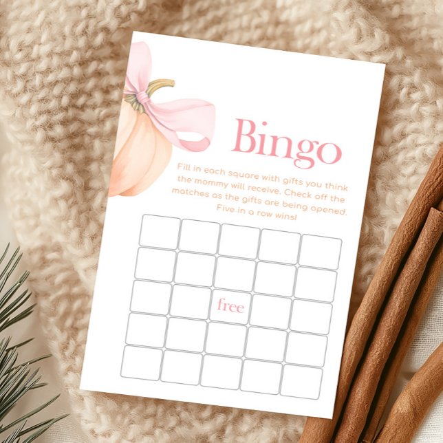 Orange Liten Pumpa Bow Bingo Spel (Bow Pumpkin Baby Shower Bingo Game)