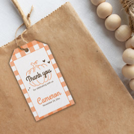 Orange Liten Pumpa Neutral Baby Shower Tack Presentetikett