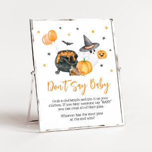 Orange Little Boo Ghost Baby Shower Säg inte Baby Poster