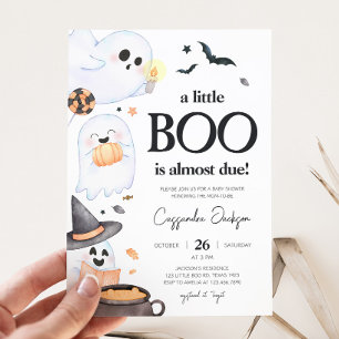 Orange Little Boo Halloween Baby Shower Inbjudningar
