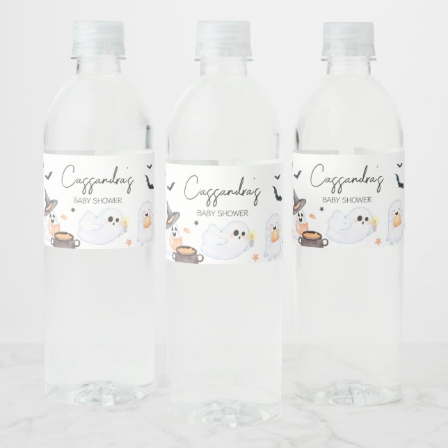 Orange Little Boo Halloween Baby Shower Vattenflaskor Etikett (Flaskor)