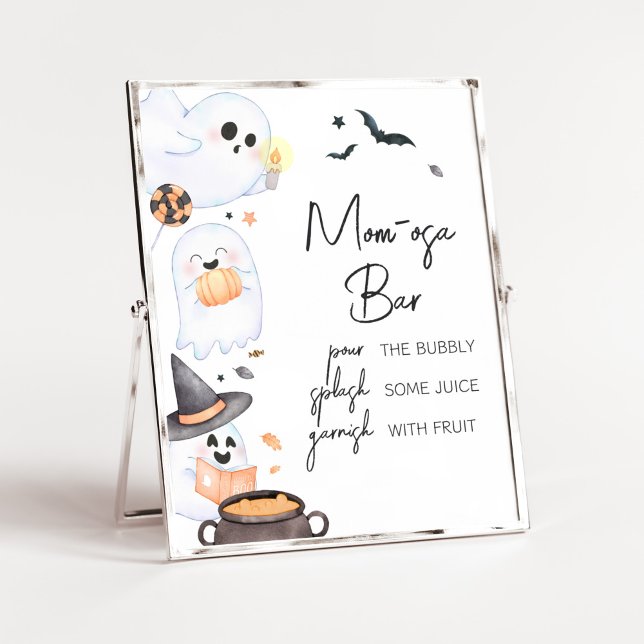 Orange Little Boo Halloween Mamma Osa Pub Poster (Orange Little Boo Baby Shower Mom Osa Bar Sign)